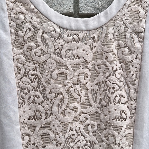 Guess Short Sleeve Blouse with Lace Panel Sz M - Picture 2 of 9